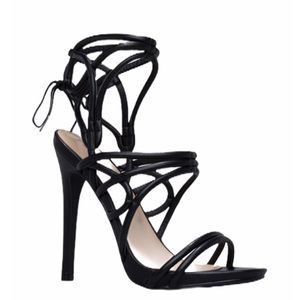 Shoedazzle Artemine black Lace Up Stiletto 8.5 NIB